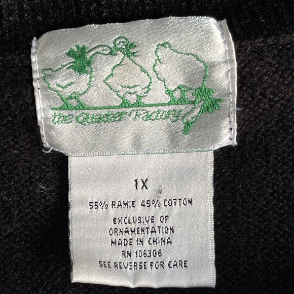 The Quacker Factory Sweater Womens Plus Size 1X Christmas Sequined Velour V-neck - Picture 6 of 11